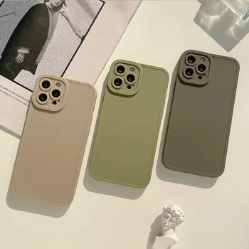 Retro Culoare Solidă Mat Telefon Caz Pentru iPhone 15 14 13 12 11 Pro Max 7 8 Plus XS X XR SE2022 Mini Silicon Moale rezistent la Socuri Acoperirea